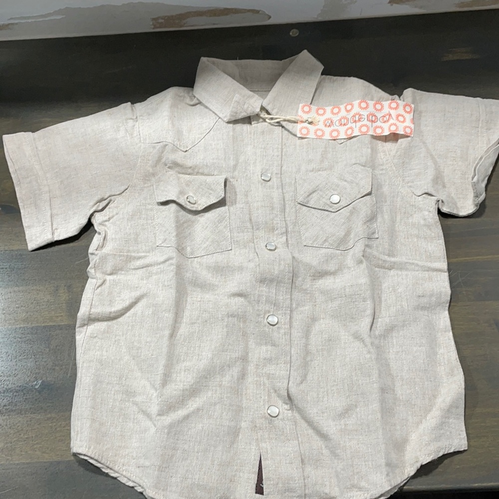NWT Wonderboy Cotton/Linen Size 4T Cowboy Short Sleeve Top
